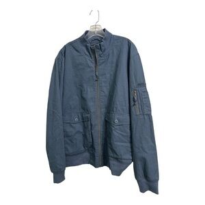 FRYE AND CO. BOMBER JACKET SIZE XL CANVAS  BLUE  POCKETS UTILI